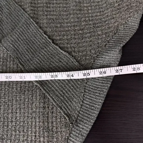 Free People Santa Clara Thermal Top Women Small Oversize Waffle Knit Vneck Green - Picture 8 of 10